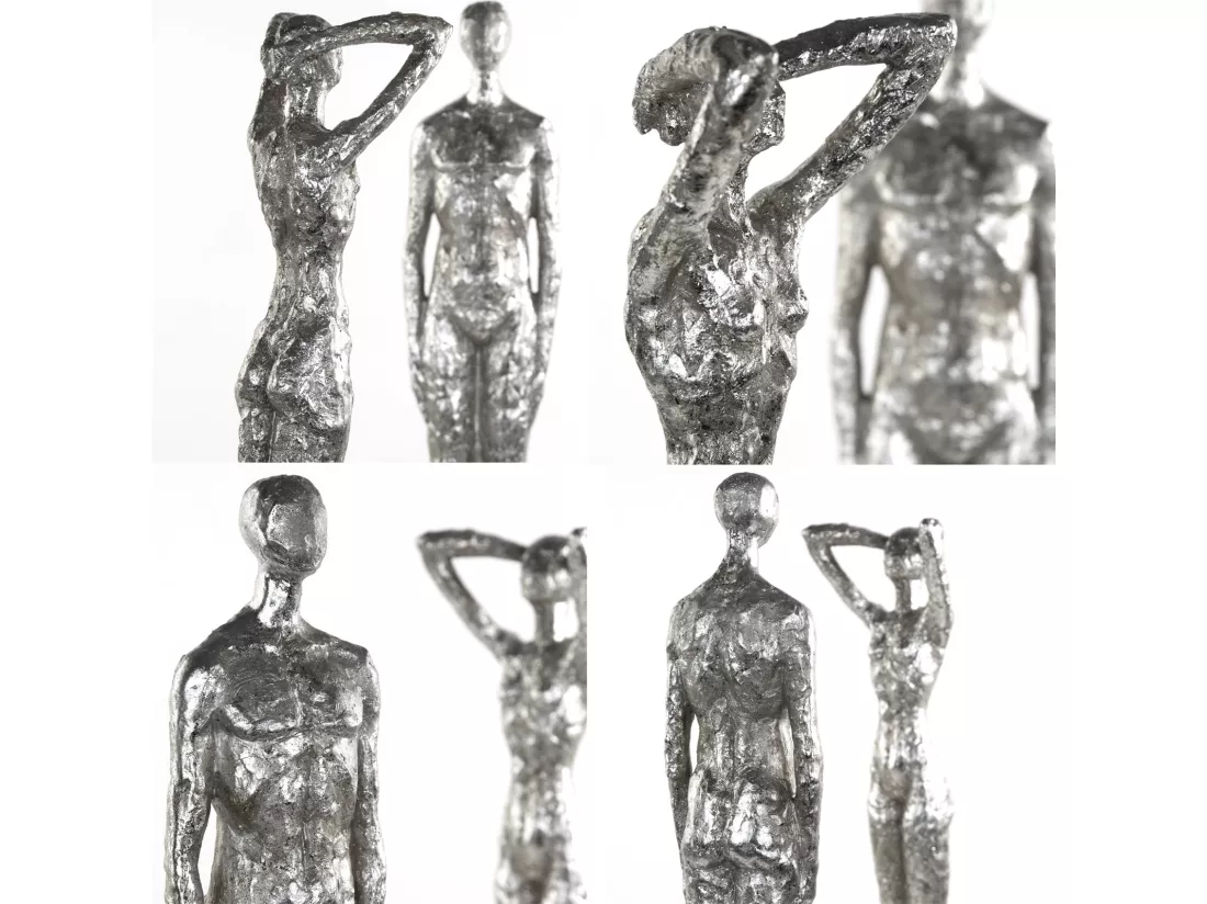 ENSEMBLE DE SCULPTURES Millénium 2 pièces Poly-artificiel argent