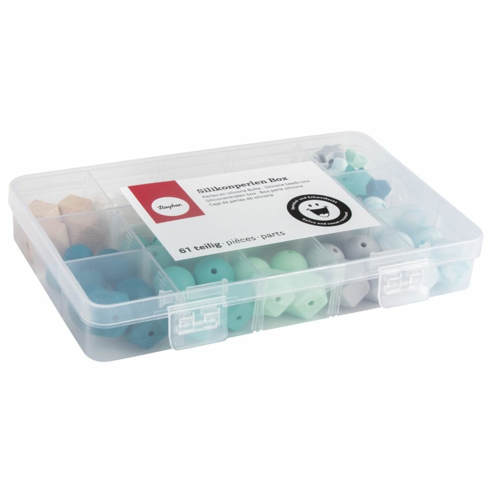 Coffret de perles en silicone - vert menthe