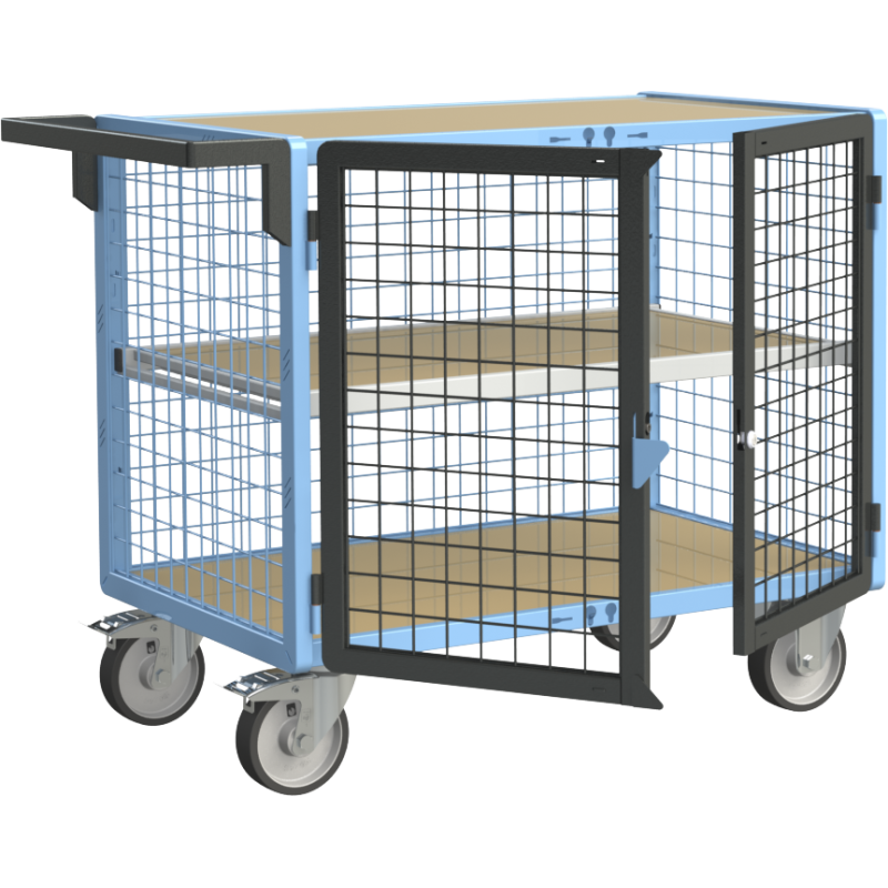 Servante établi équipée, 2 portes grillagées verrouillables, 500 kg
