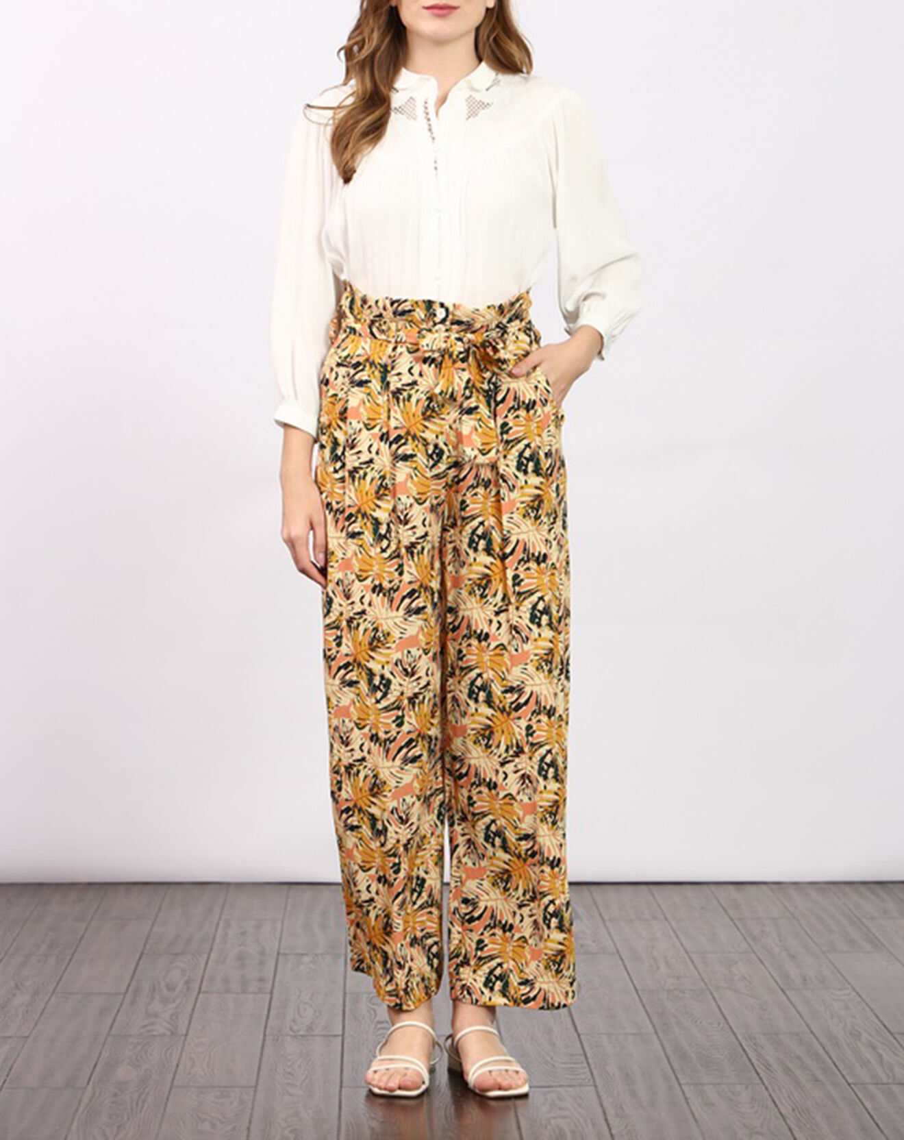 See u Soon Pantalon ample Agathe imprimé jaune/orange