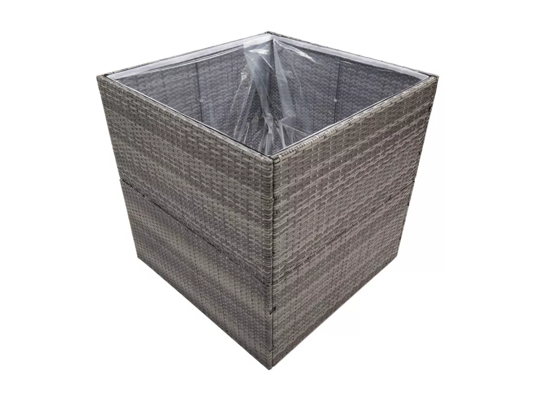 Jardinière Gris 80x80x80 cm Résine tressée