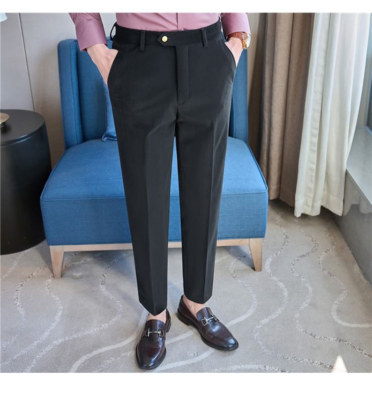 Blueforce - Mid Rise Plain Straight Leg Dress Pants