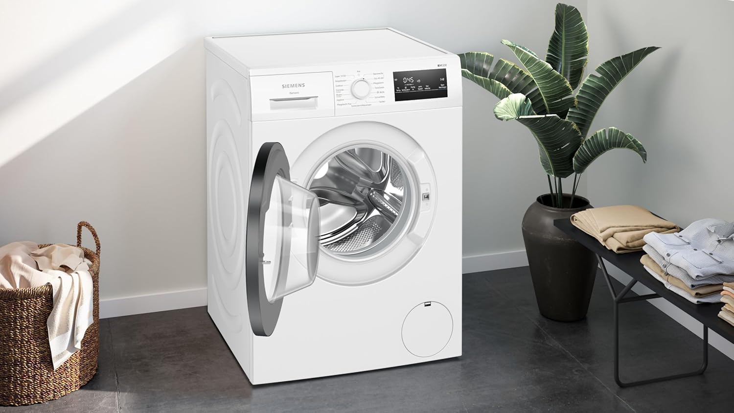 Siemens WM14N123 Waschmaschine iQ300, Frontlader mit 7kg Fassungsvermögen, 1400 UpM, speedPack L, Outdoor-Programm, simpleTouch LED-Display, iQdrive-Motor, Weiß, 60cm