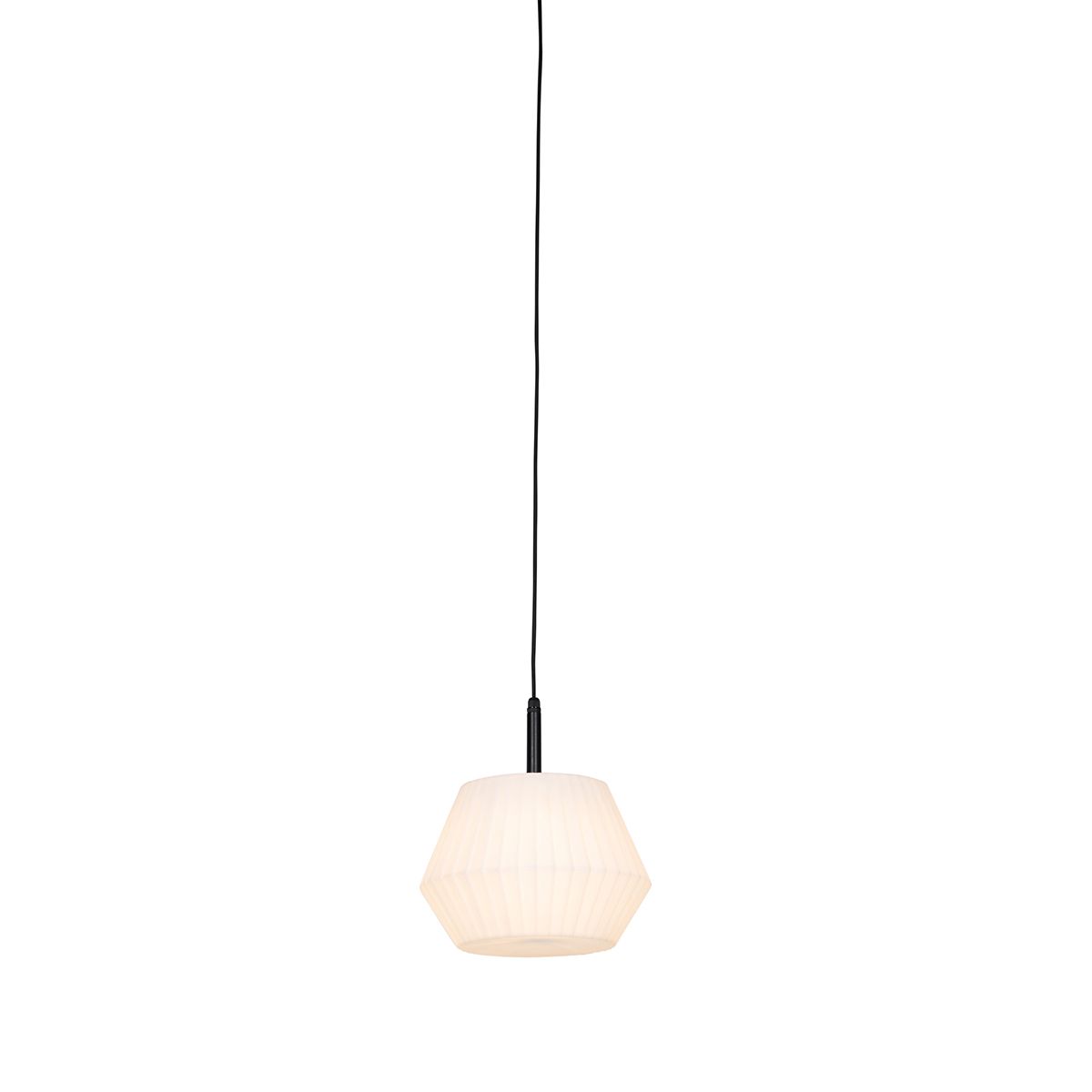 Moderne buiten hanglamp zwart met witte kap 32.9 cm IP44 - Robbert