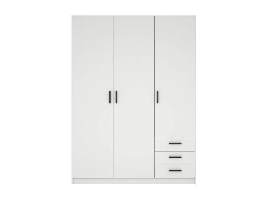 Garde-robe 3 portes Dsenk, Meubles de chambre, Penderie de plain-pied, Placard à vêtements, 147x50 h200 cm, Blanc