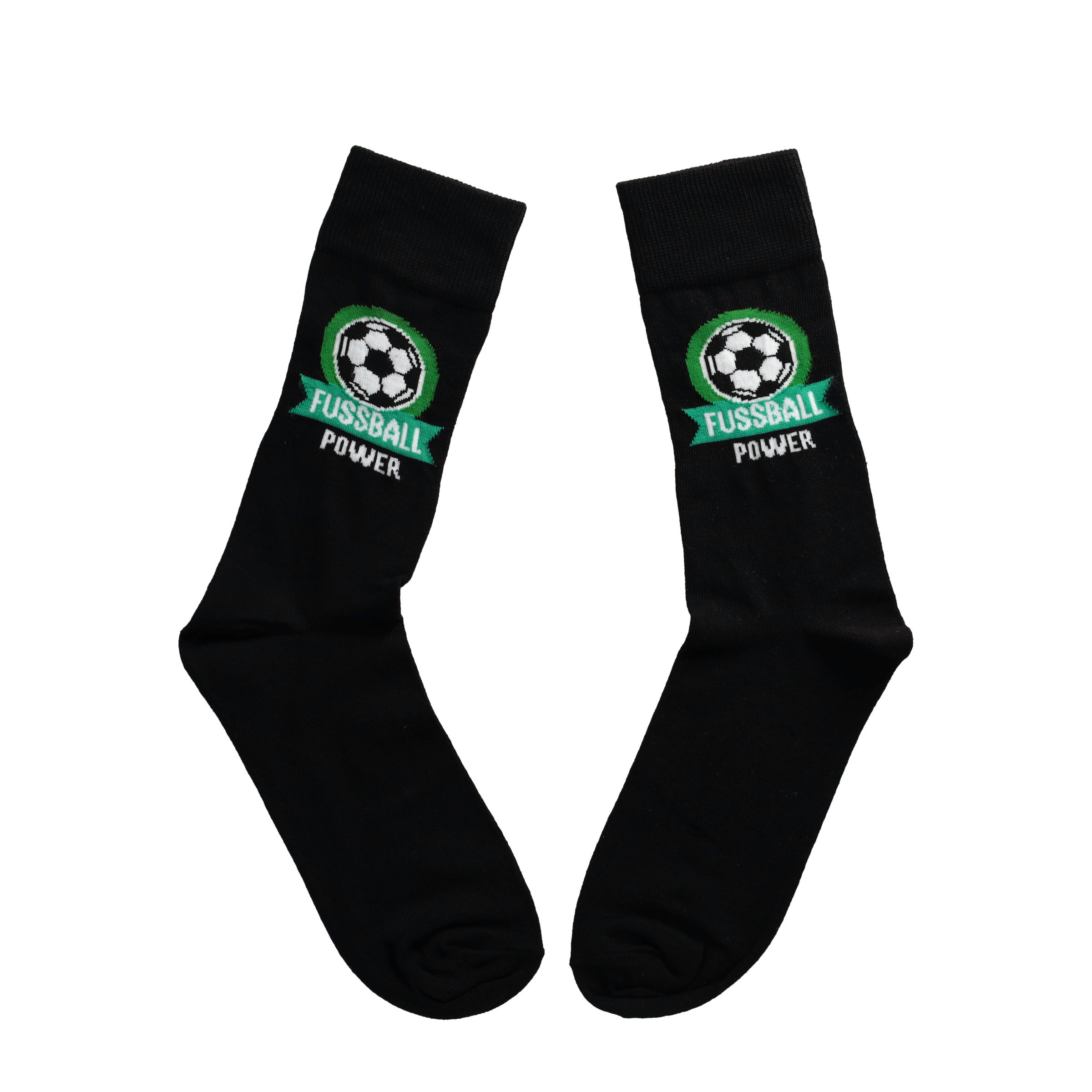 (1 Paar) Gr. 41-46 Baumwoll Socken Fussball Power Fashion Strümpfe - Schwarz / Grün
