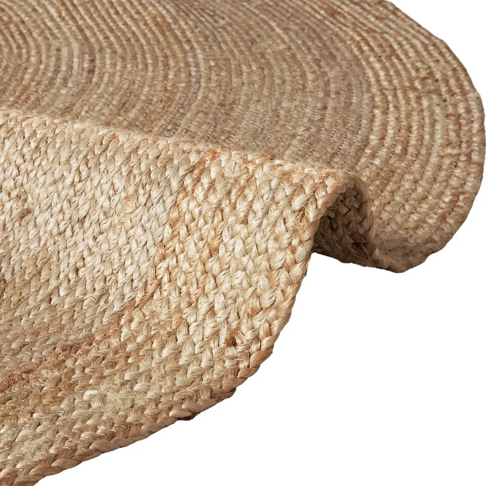 tectake® Handgeweven tapijt Glim van jute, boho-stijl, rond Ø 200 cm