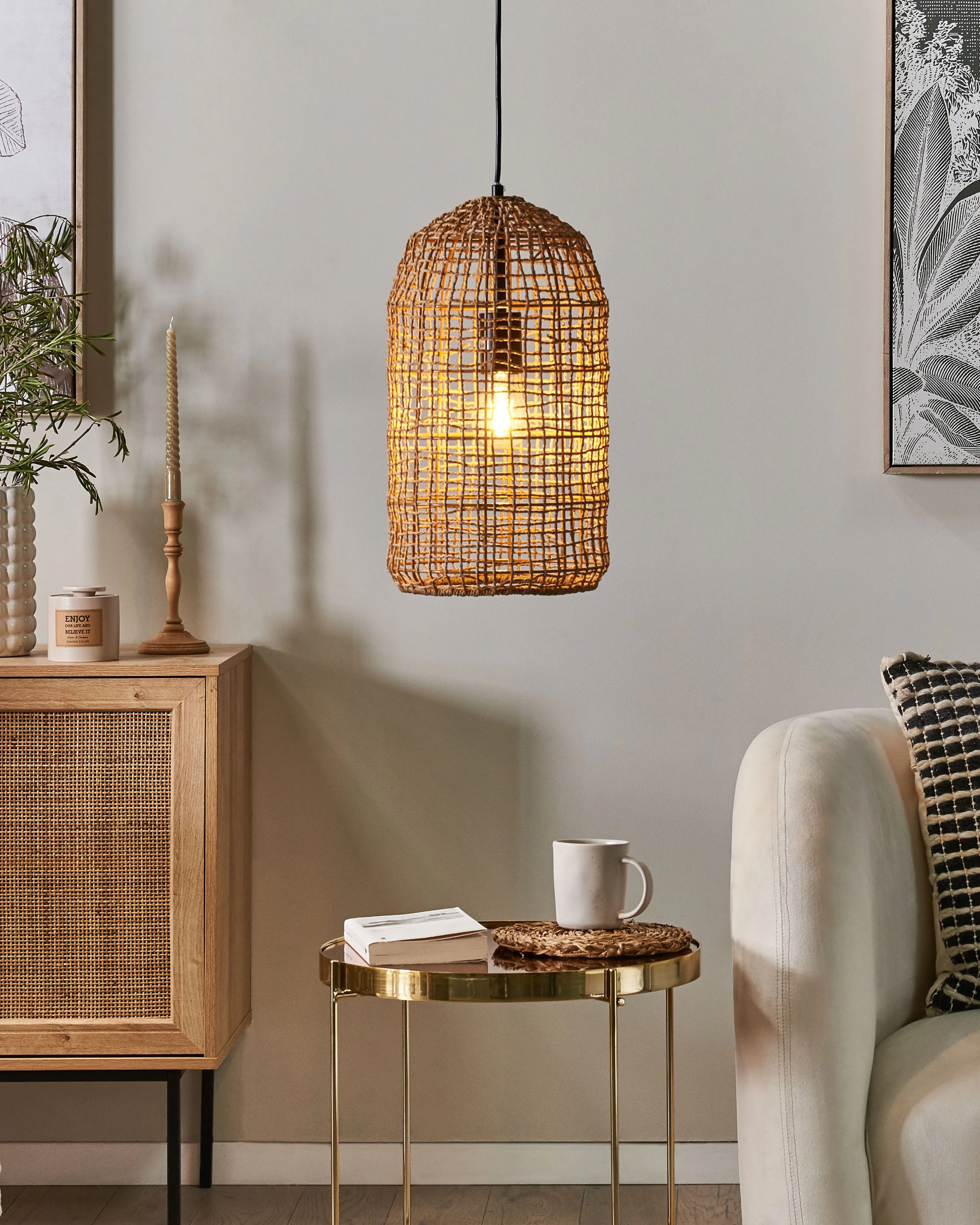 Hanglamp LUCITE Papierkoord Natuurlijk