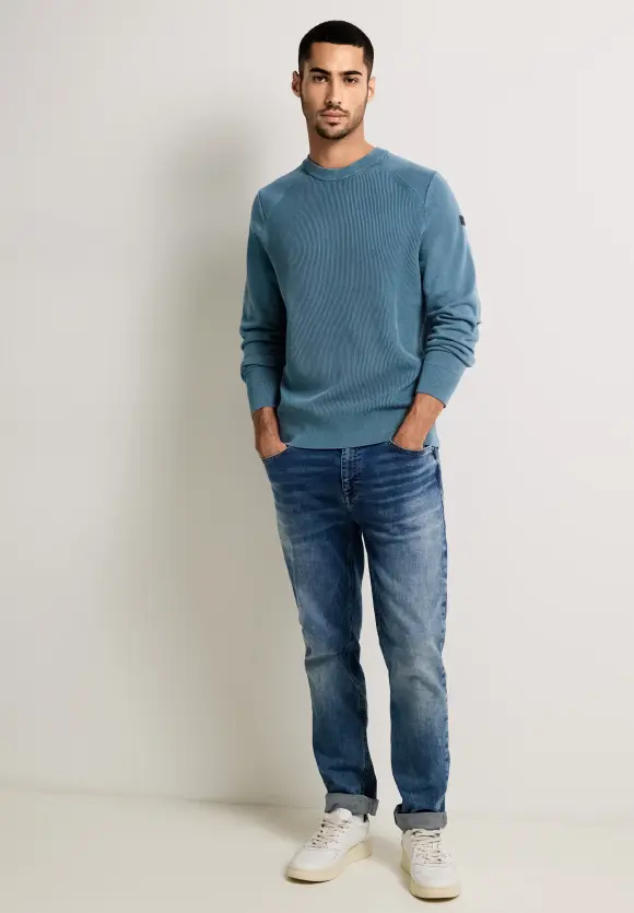 Pullover in Washedoptik - tuna blue