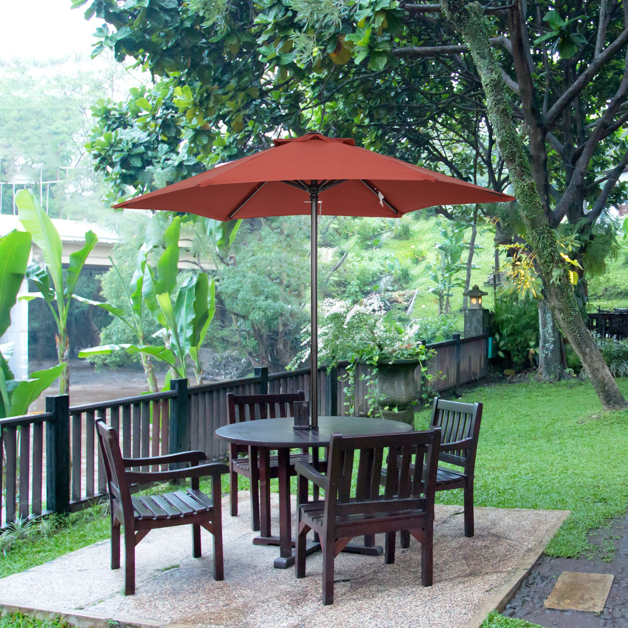 Guarda-sol de jardim Outsunny, vermelho vinho