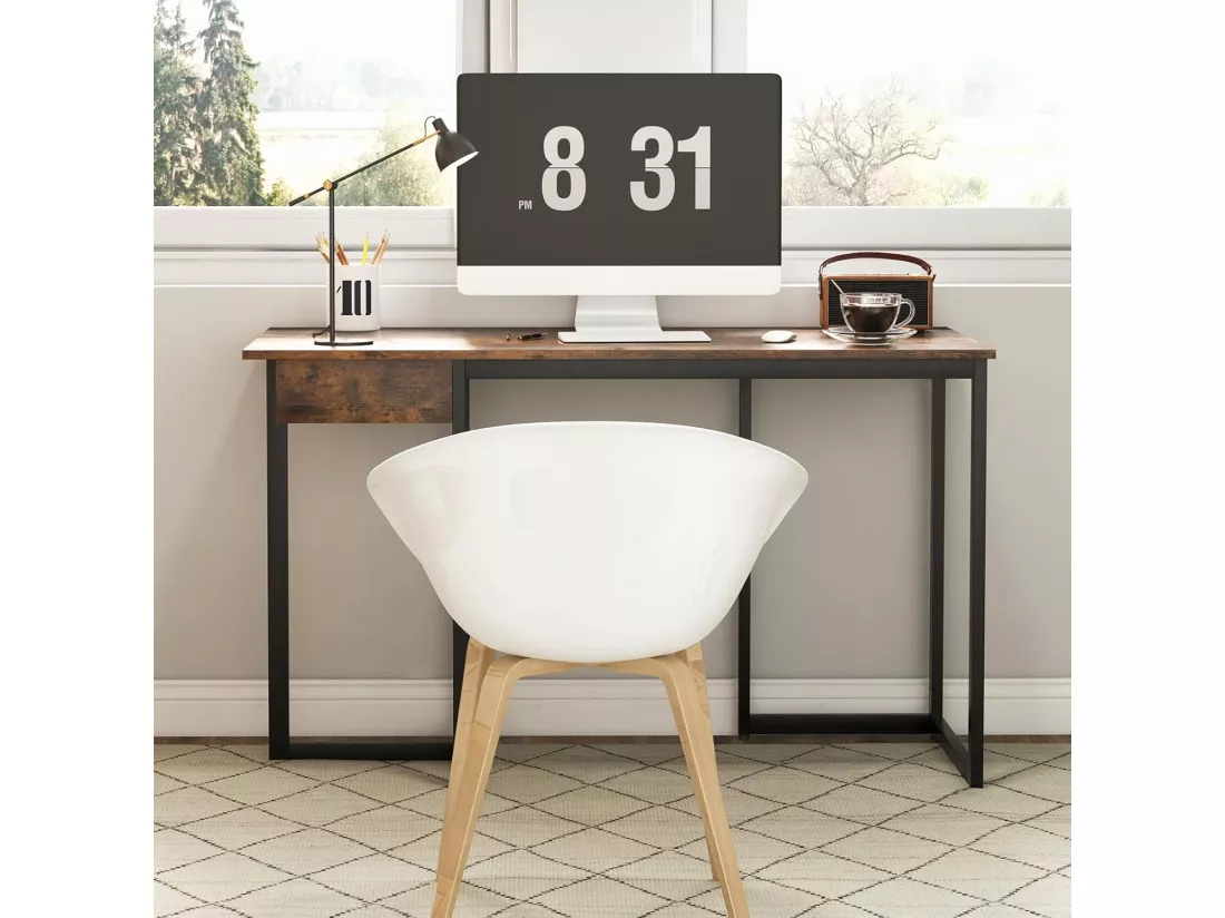 Bureau d'Ordinateur Industriel 120 x 55 cm, Table avec Tiroir, Design Élégant, Postes de Travail pour Bureau, Salon, Chambre, Facile à Assembler, 120 x 55 x 75 cm (Marron Rustique)
