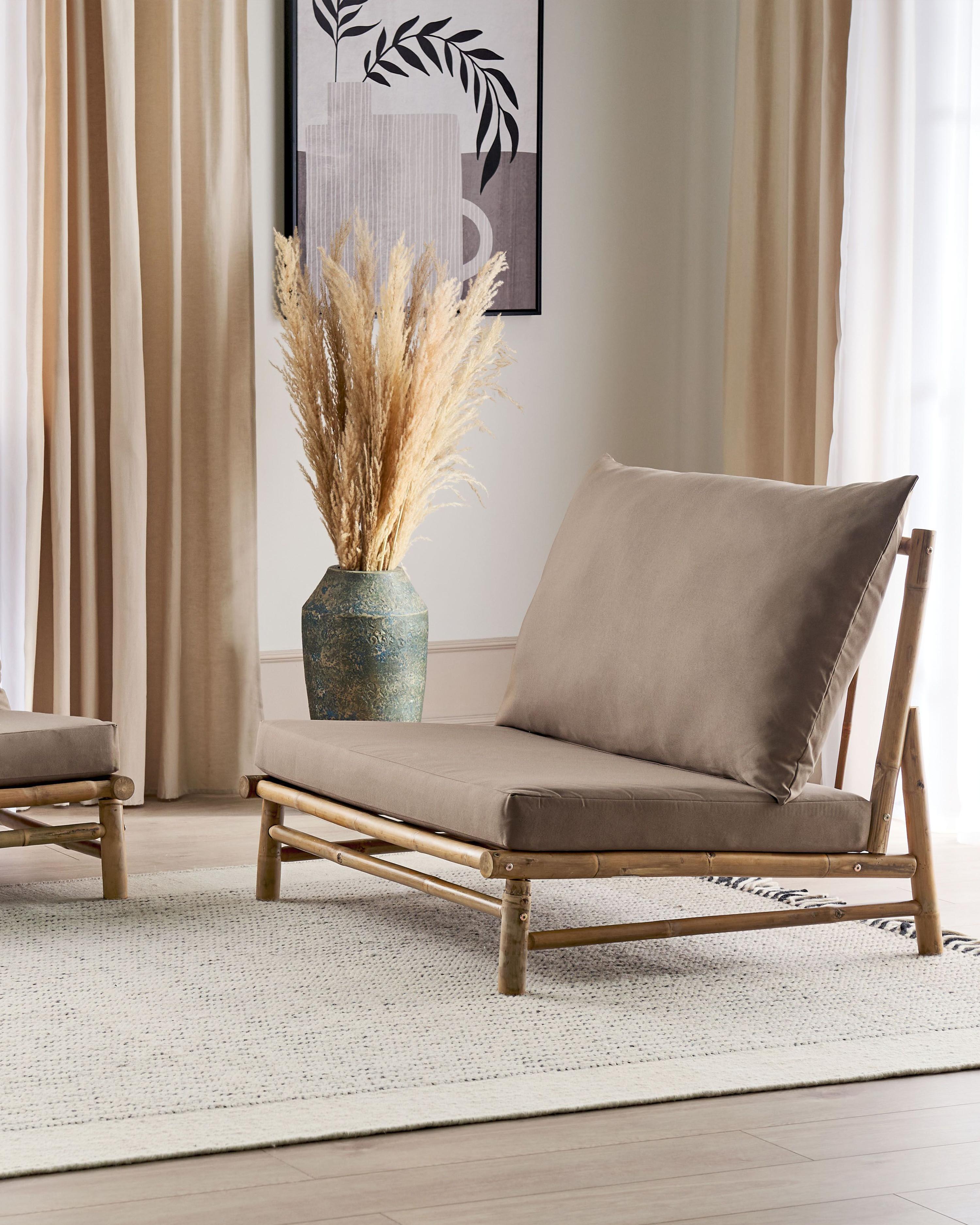 Set van 2 stoelen met zitkussen TODI Bamboehout Taupe
