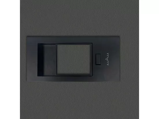 Bloc-porte pose fin de chantier collection Premium Miro avec poignée Exclusive noire, H.204 x l.63 cm, aspect cuir basalte, réversible