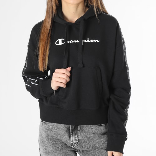 Sweat Capuche A Bandes Femme 116136 Noir