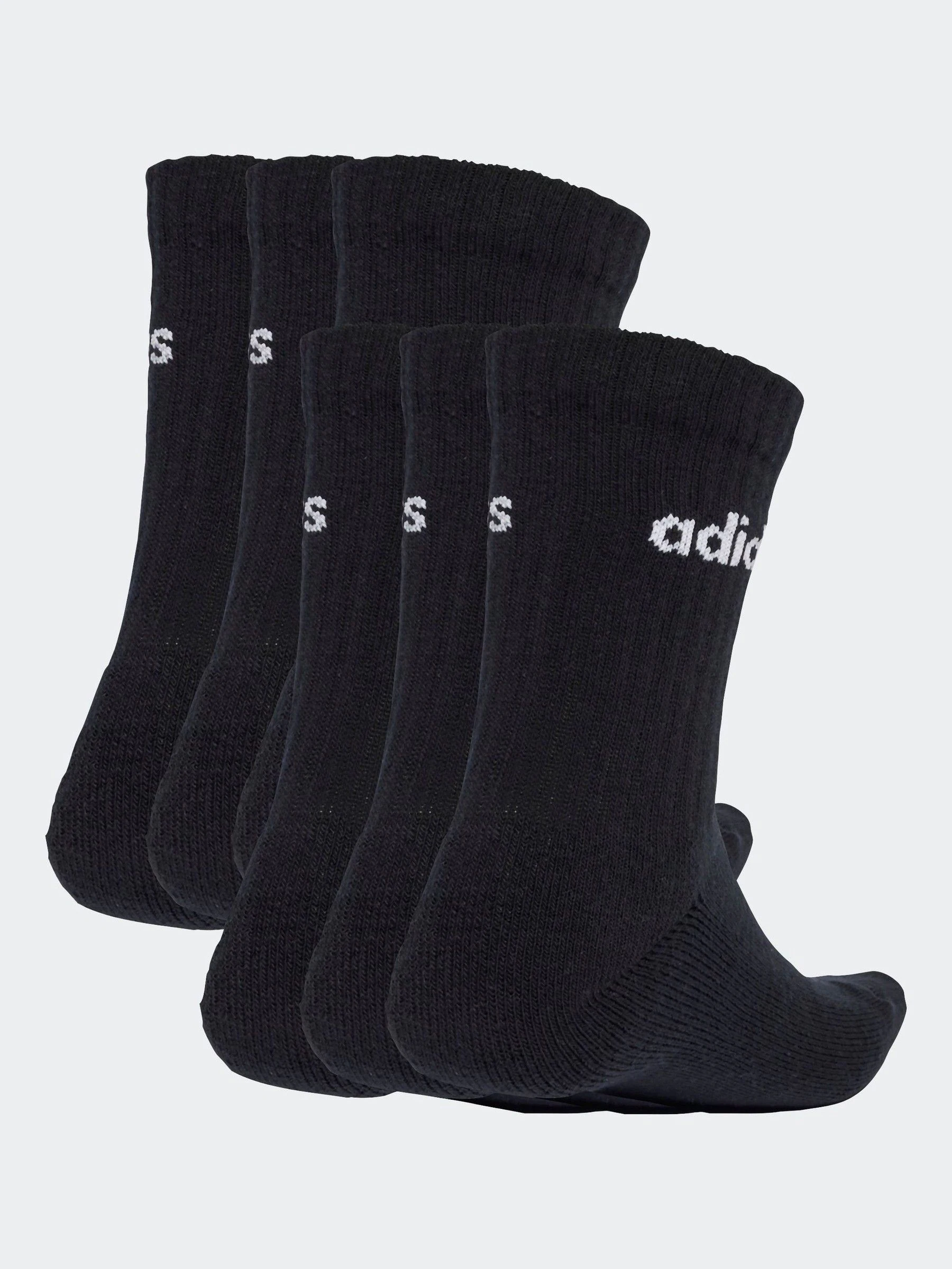 Zwart - Adidas Linear Crew Socks Cushioned Socks 6 Pack