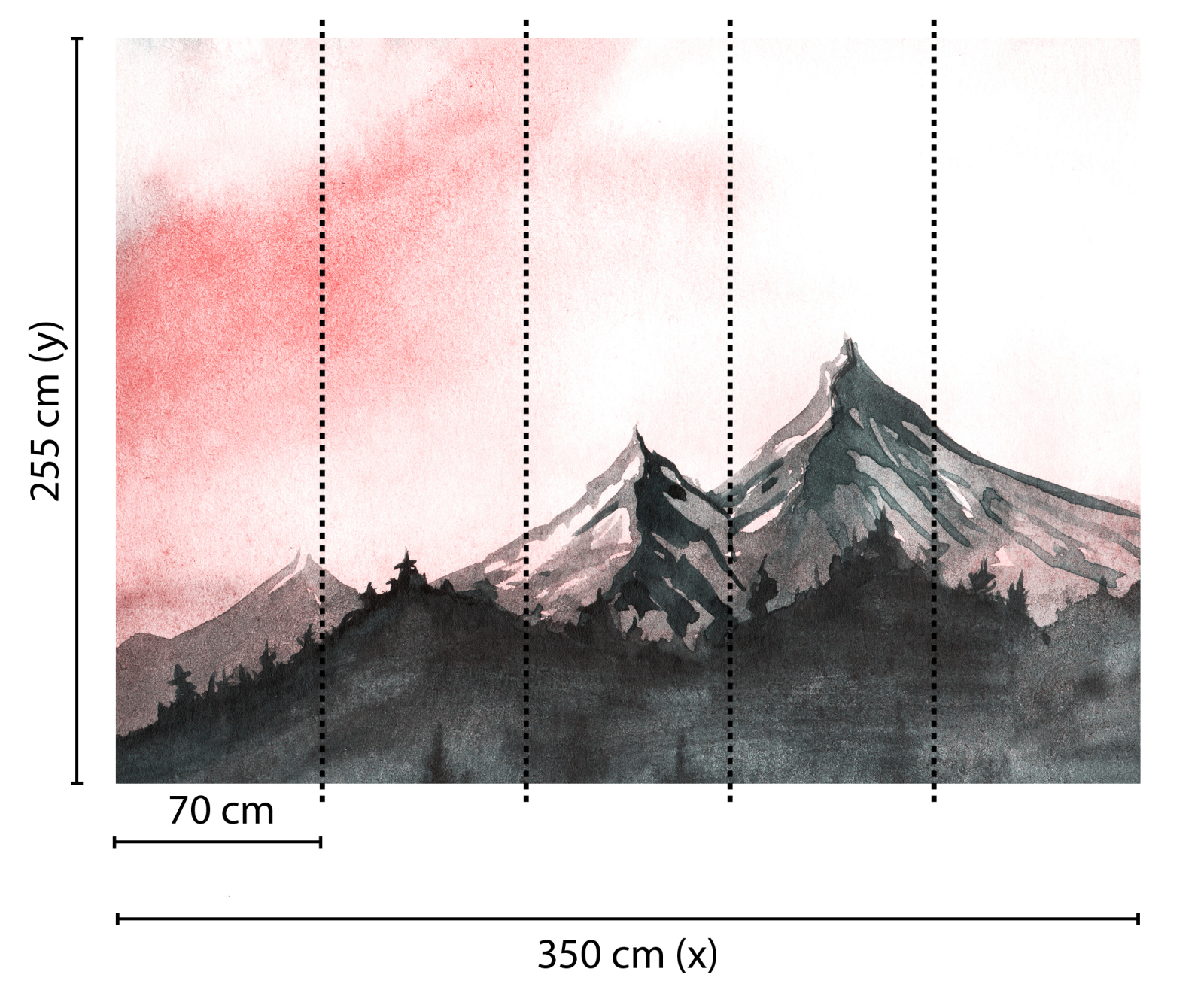 Fototapete DESIGNWALLS - grau-weiß - Berge - 2,55 Meter