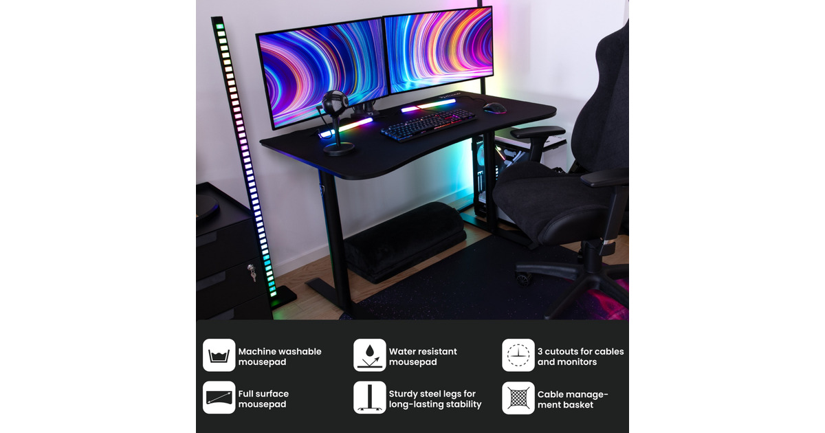 ArozziArena Medium Gaming Desk - Pure Black  (Zwart)