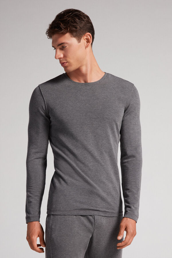 Camiseta de manga comprida em modal e cashmere