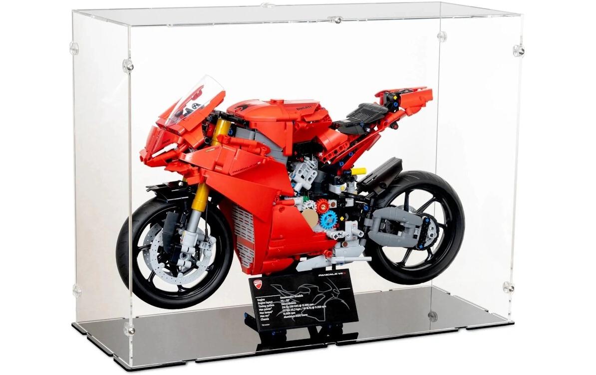 Baukasten Acryl-Display für LEGO 42202 DucatiAcry-Display-Box mit schwarzem Boden für LEGO Ducati Panigale V4 S
