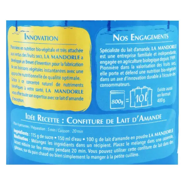 Bebida Instantânea em Pó La Mandorle Leite de Amêndoa Orgânico 800g