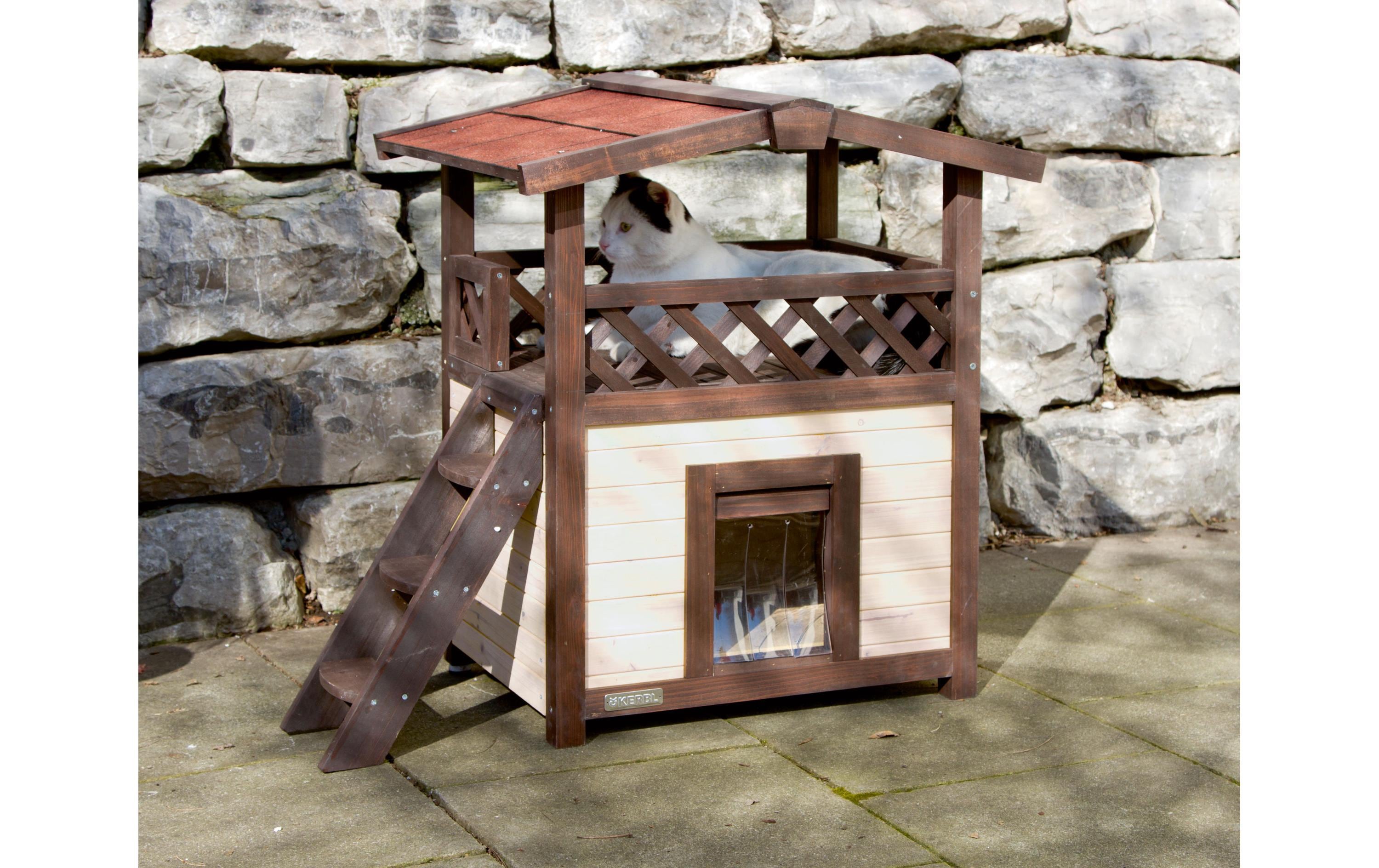Katzenhaus 4-Seasons Deluxe 88 cm x 57 cm x 77 cmGemütliche Katzenvilla für Freigänger
