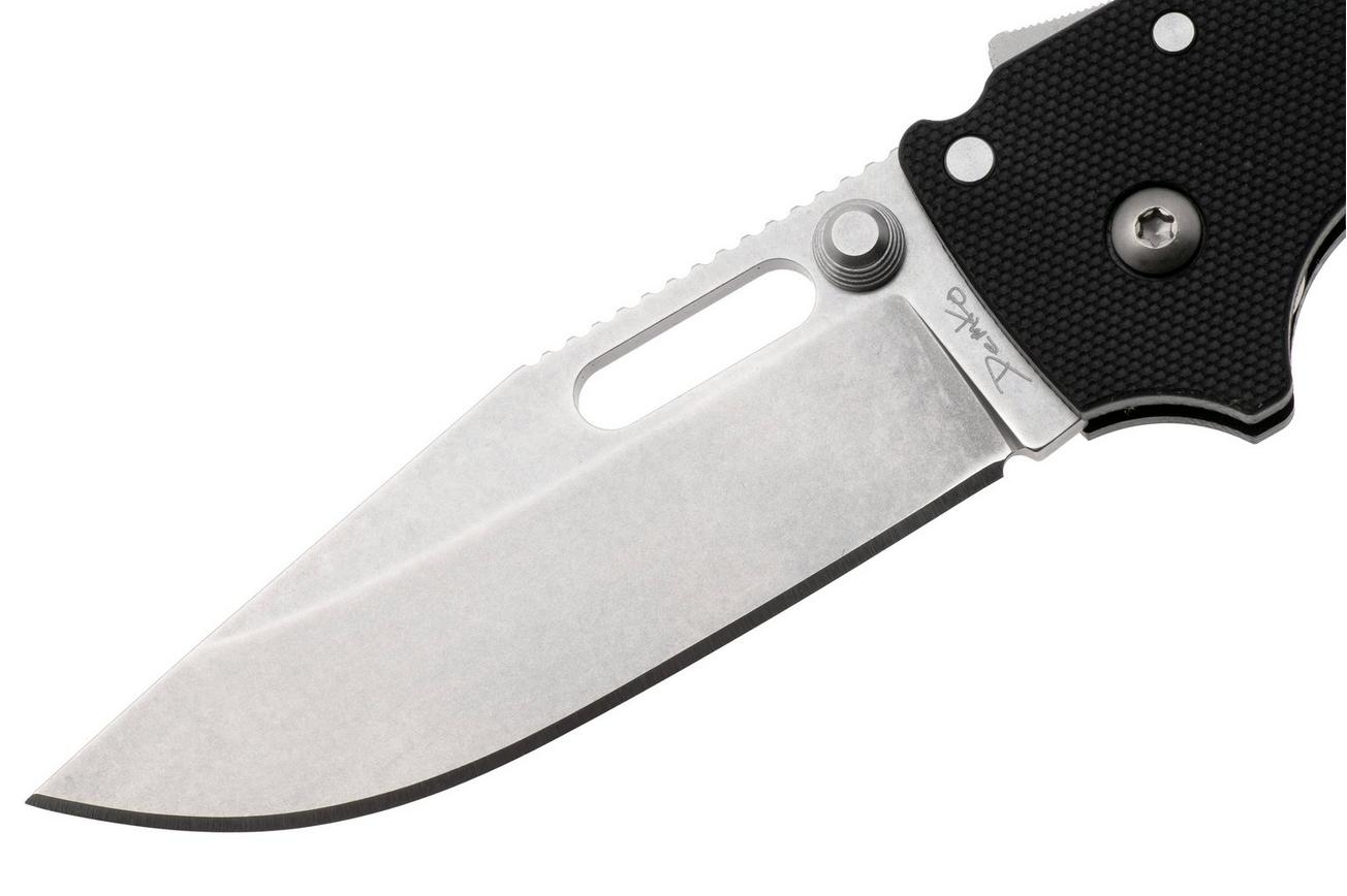 Demko AD20.5 Shark-Lock, Stonewashed D2 Clip Point, 205-D2-BLKPPG10-CP, Black Peel Ply G10 zakmes