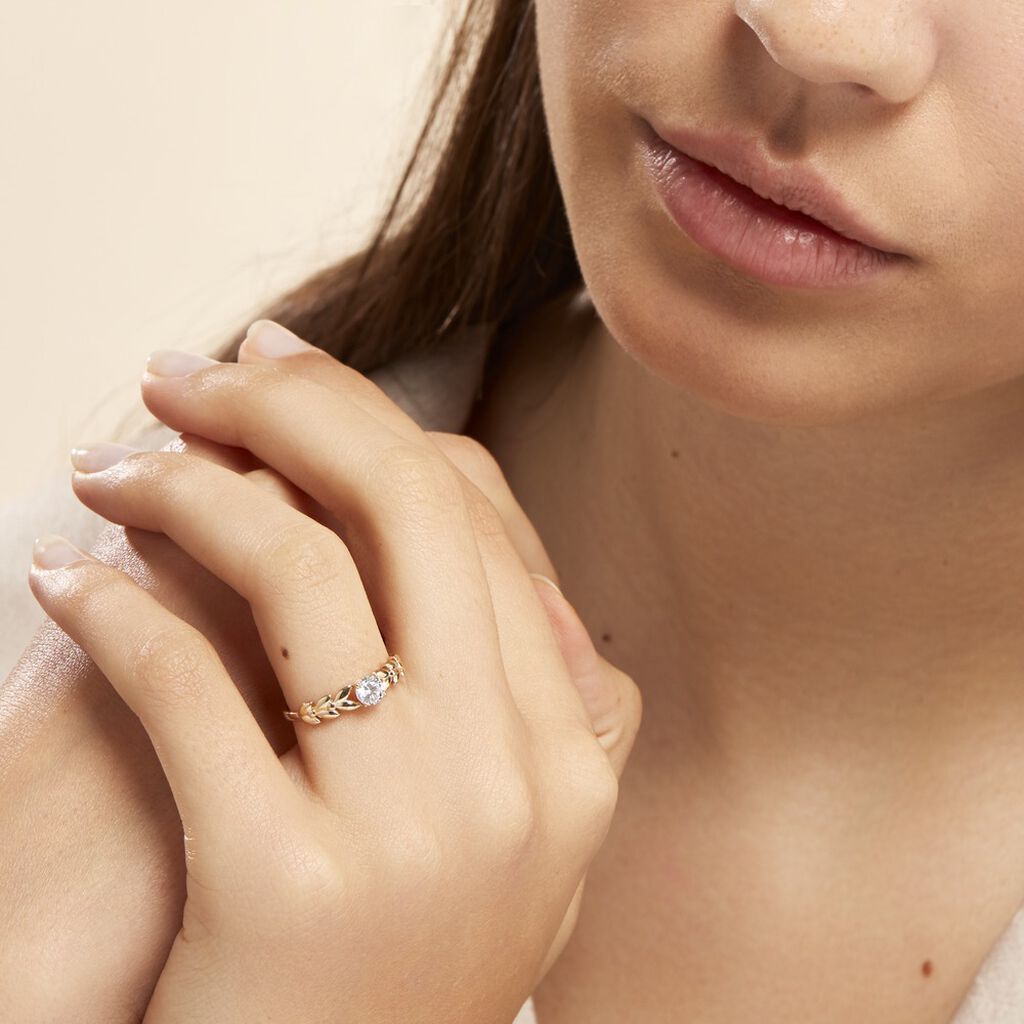 Bague Solitaire Alexine Or Jaune Oxyde De Zirconium