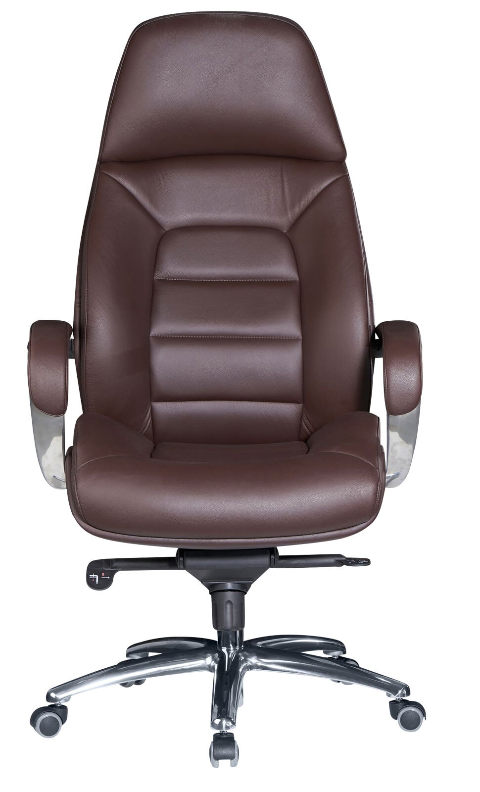 CASAVANTI Chefsessel mit Armlehnen Silberfarbig/ Braun Leder