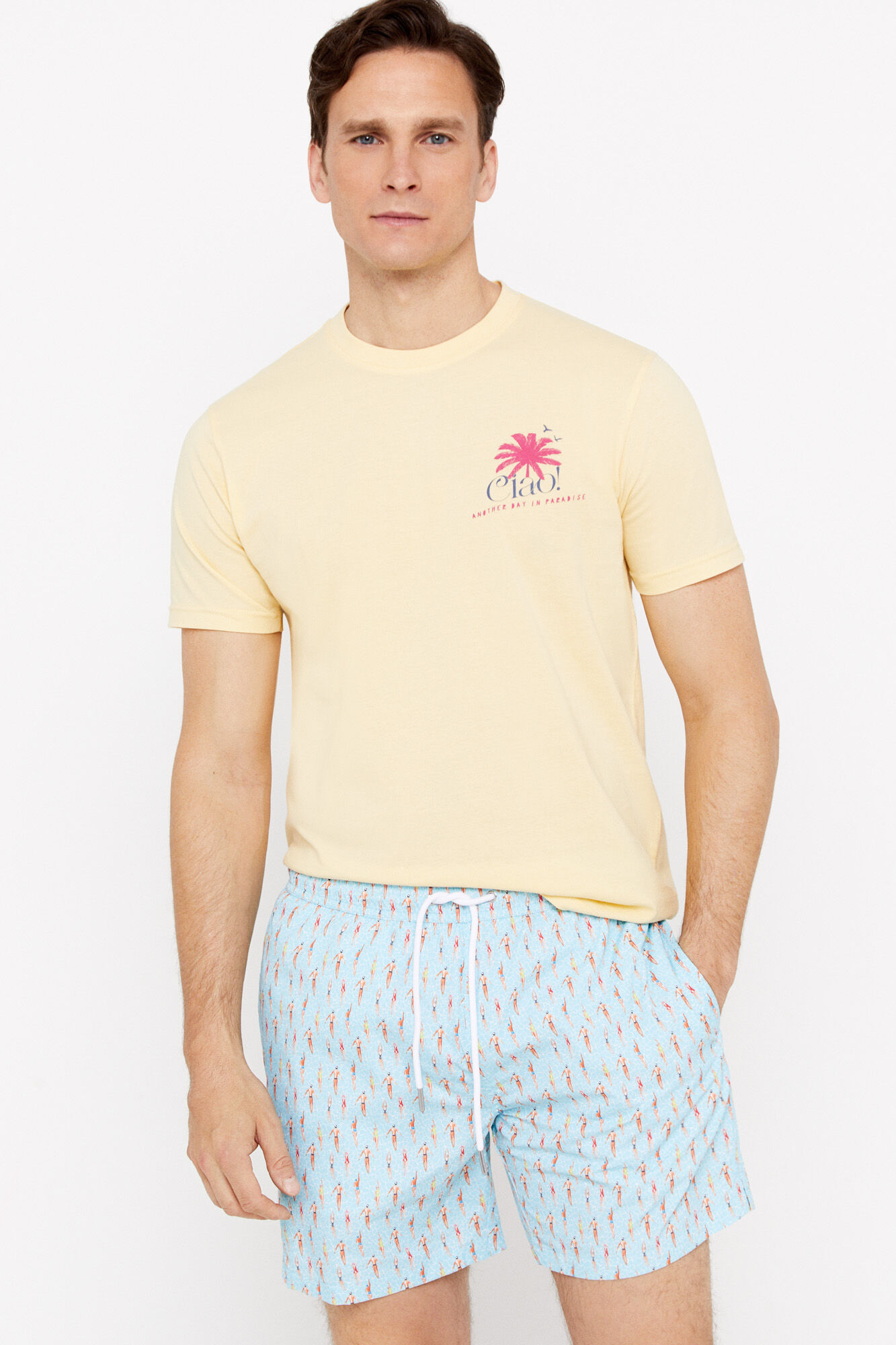 Maiô estampado para nadadores - Azul