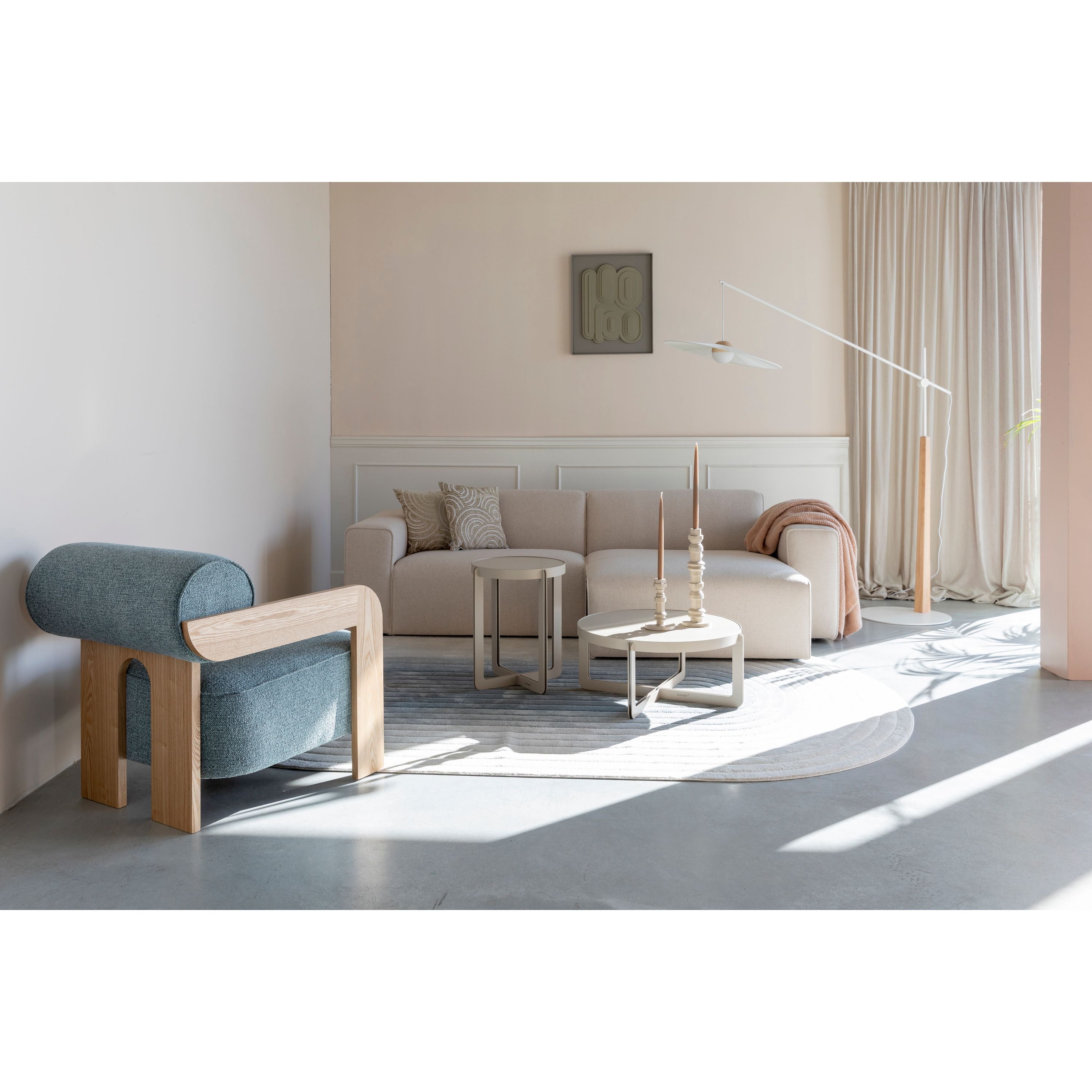 Zuiver Sofa Milka 3-zitsbank Chaise longue Rechts Zand - CrÃ¨me