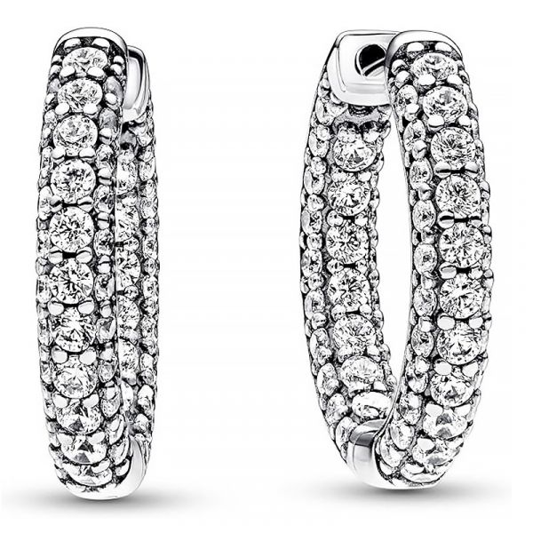 Pandora Joalheria Brincos Pavé Fila Argola 292624c01