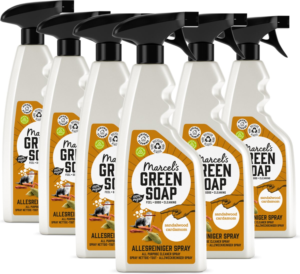 6x Marcel’s Green Soap Allesreiniger spray sandelhout & kardemom (500 ml)