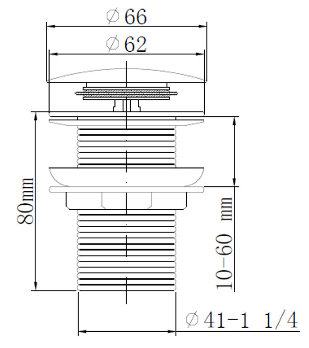 Bundventil pop-up Ø66 × 80 mm sort