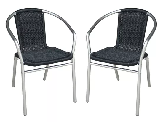 Lot de 2 fauteuils de jardin empilables en aluminium et résine tressée noire - FIZZ de MYLIA
