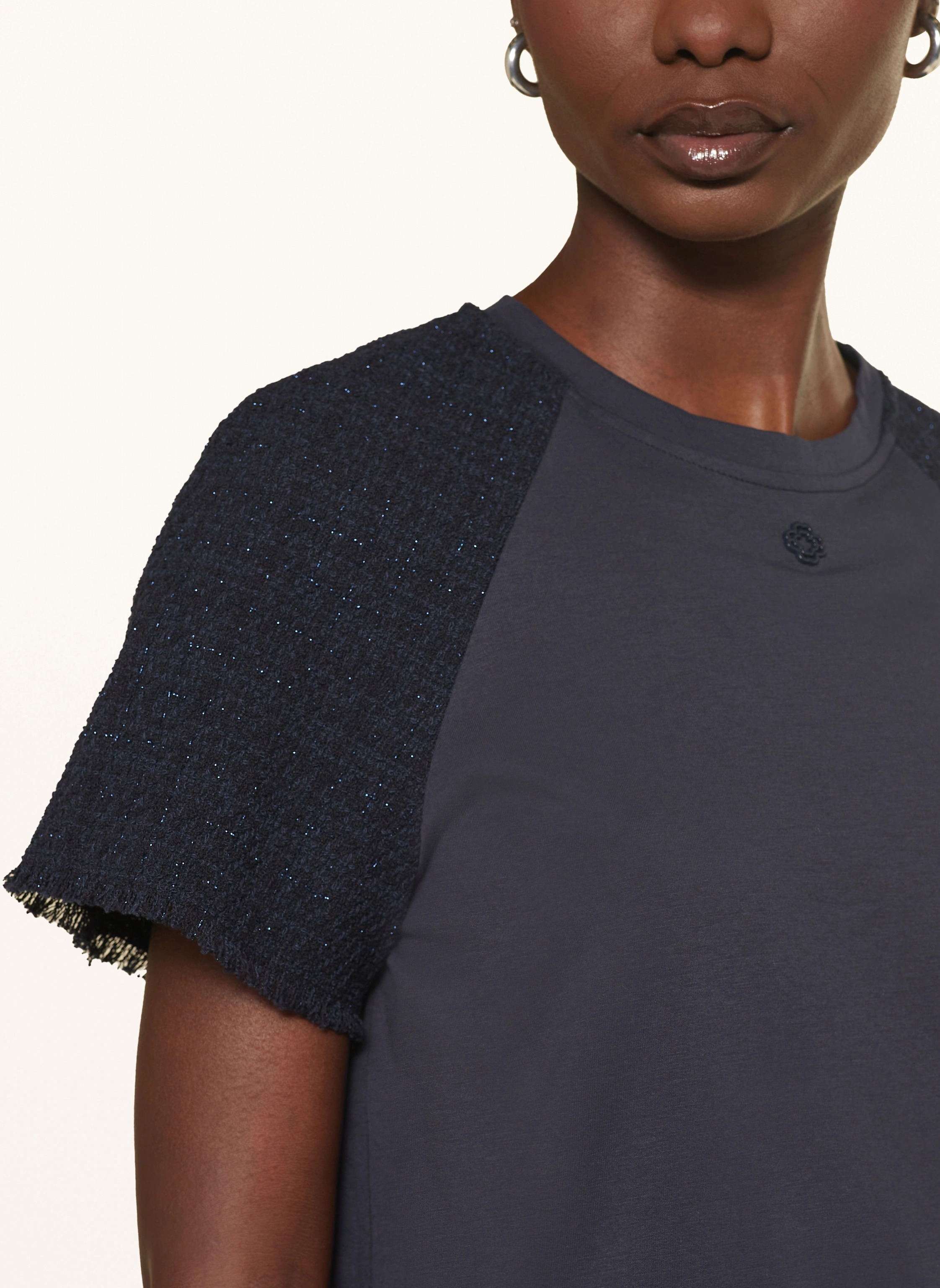 maje T-Shirt im Materialmix