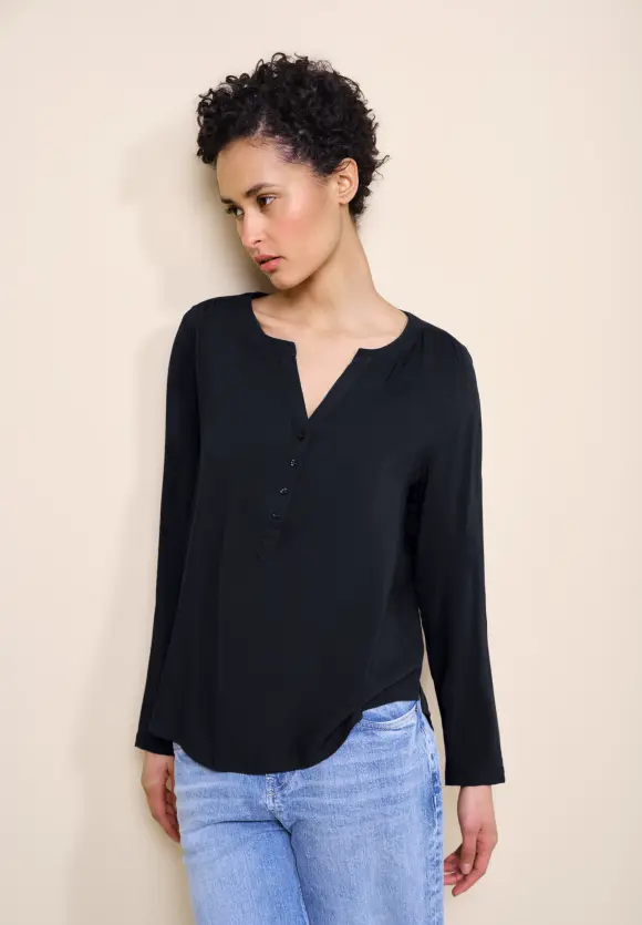 Bluse in Unifarbe - dark blue