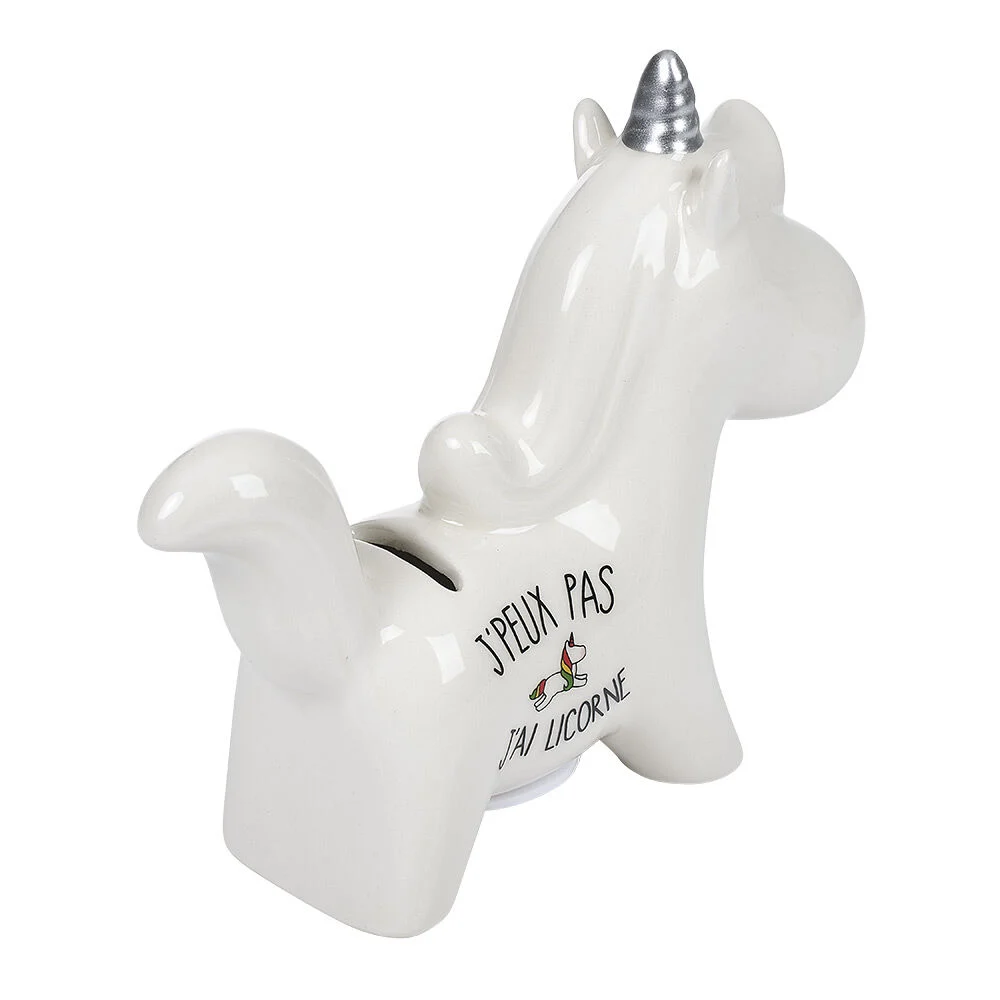 Tirelire licorne céramique blanche