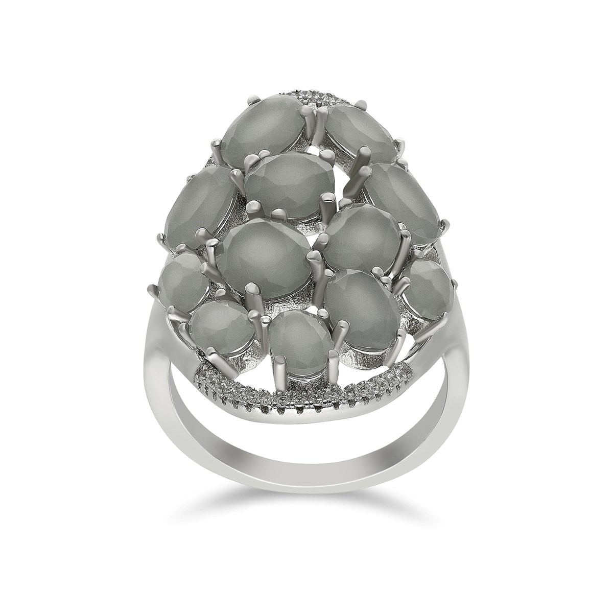 Bague Asymetrique Pierres Grise