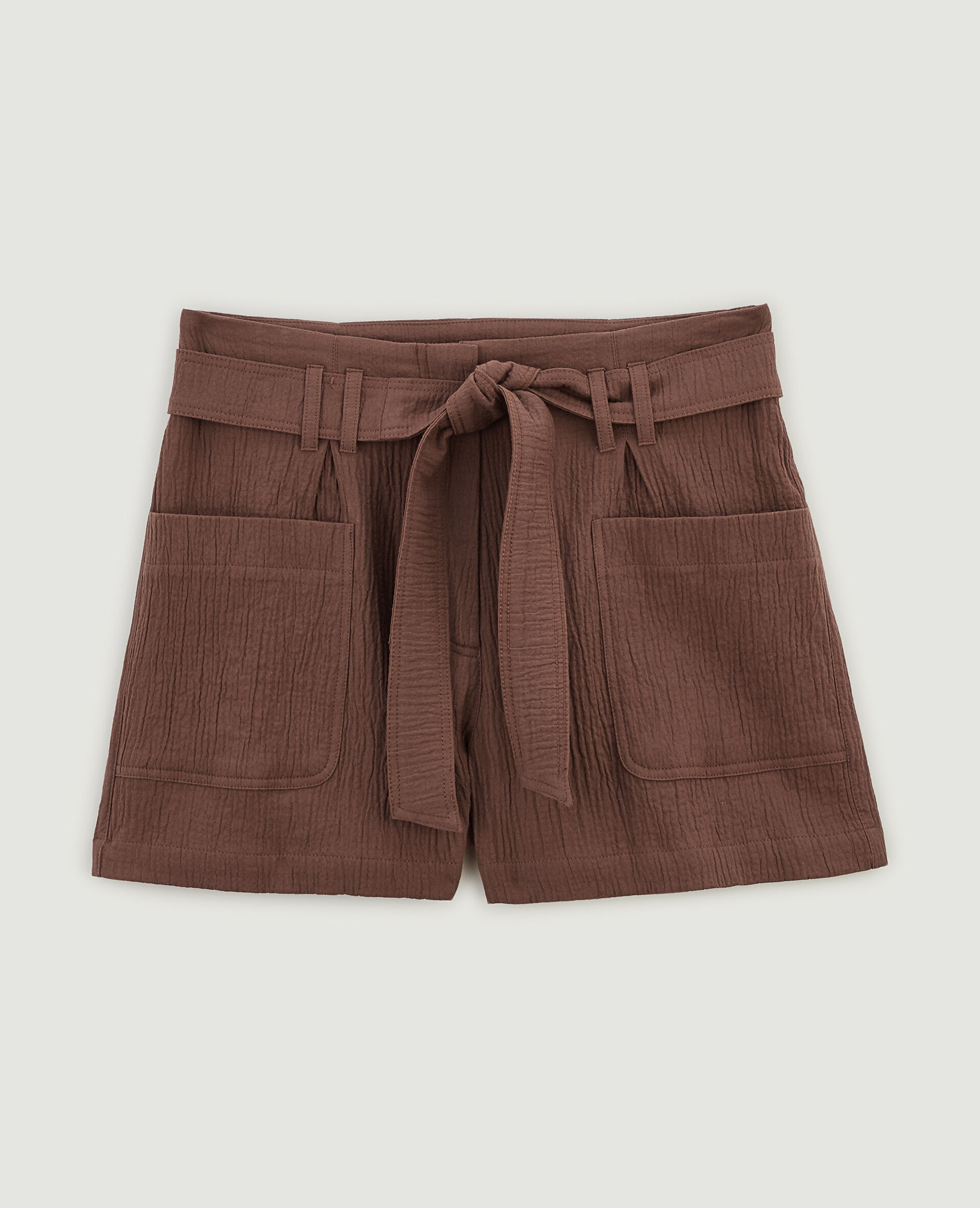 Short avec ceinture - Marron