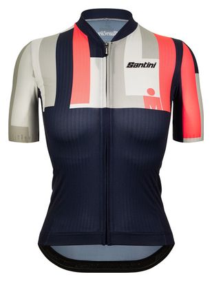 Maillot Manches Courtes Femme Santini x IronMan Aahonoui Bleu/Rose