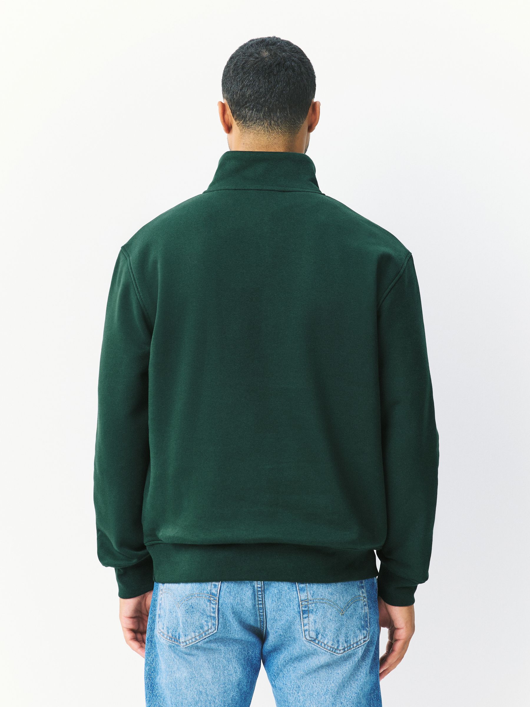Groen - Kwartrits - Sweatshirt van jersey met hoog katoengehalte