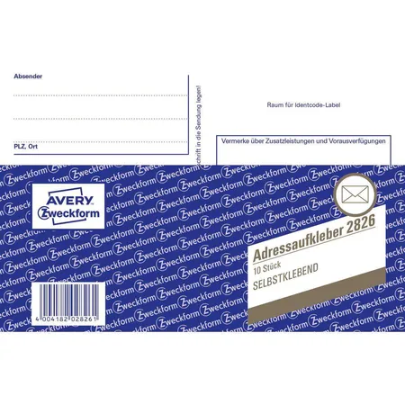 Avery Zweckform 2826 Adressaufkleberheft, A6, selbstklebend, 10 Blatt