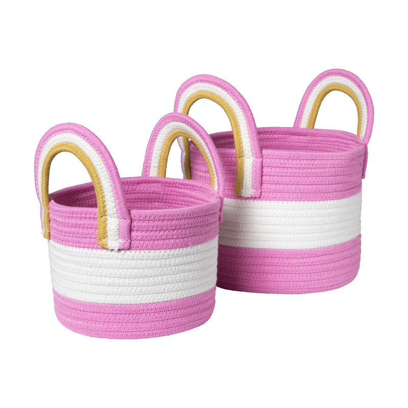 Mand colors met hengsels - roze/wit - ø17x21 cm