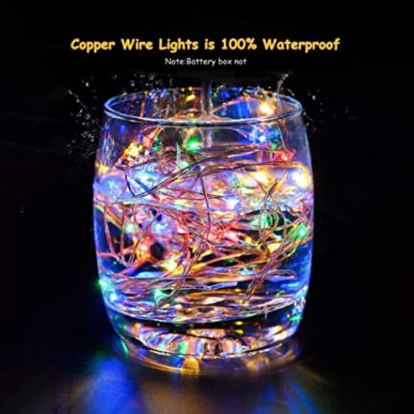 10-pack 1m Mini LED Light Loop Battery Operated Multicolored
