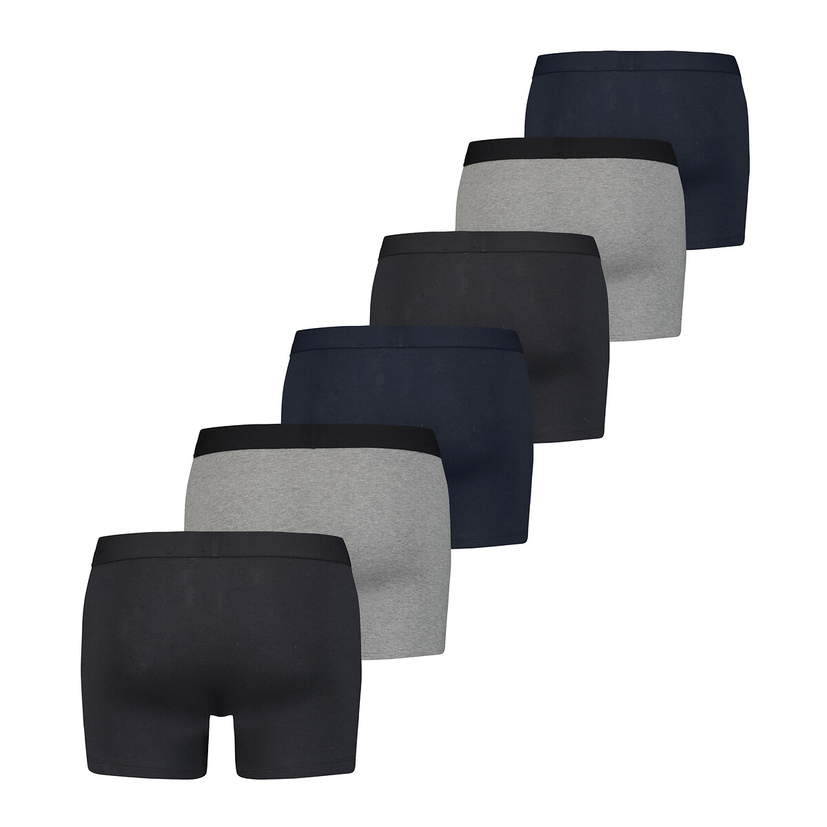 Conjunto de 6 cuecas boxer lisas de algodão da Levi's