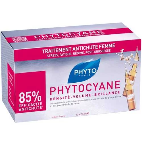 Traitement Antichute Femme - Chute de Cheveux Réactionnelles - Phyto - Ampoules 12x7,5ml