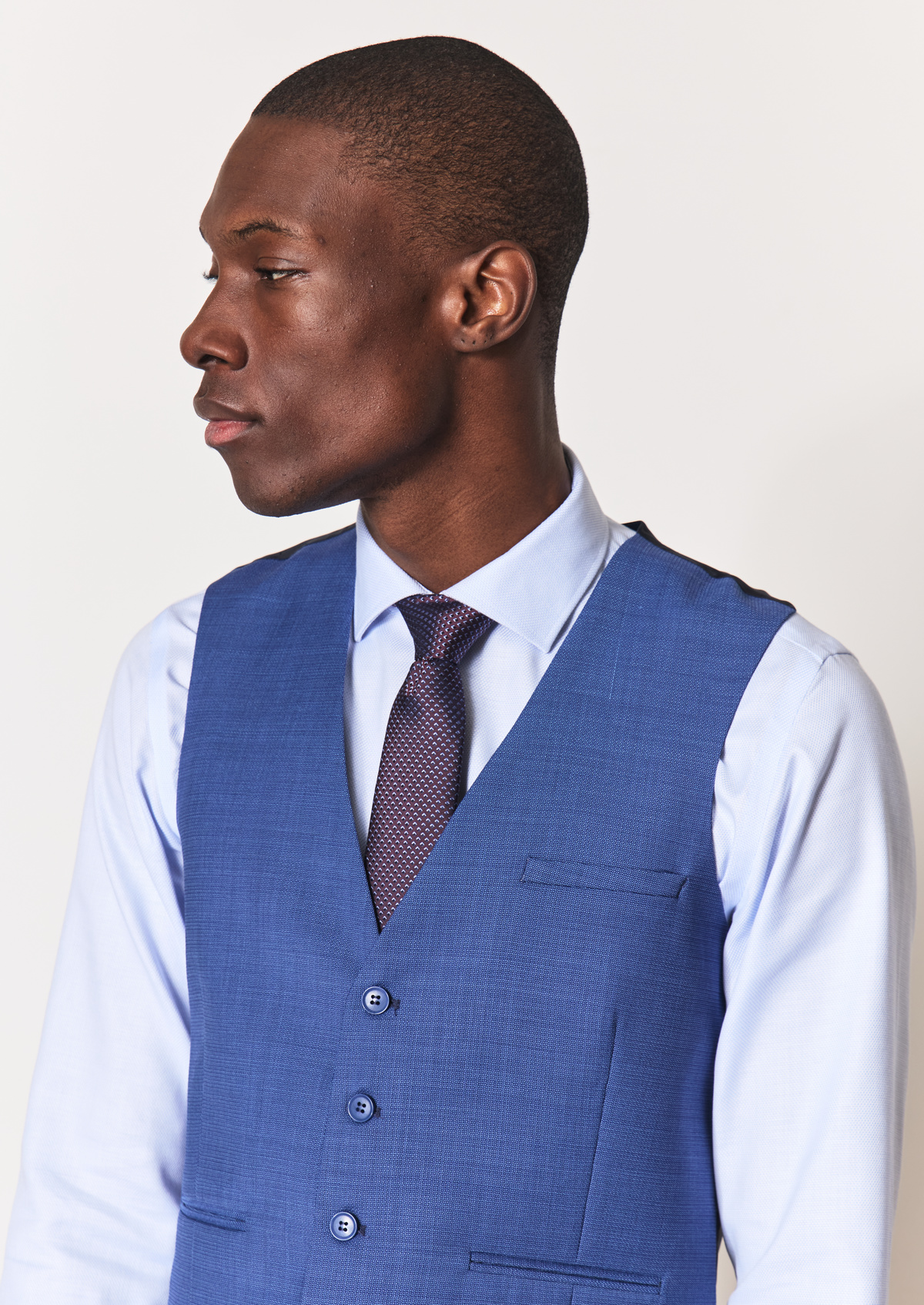 Gilet de costume en laine unie bleu cobalt