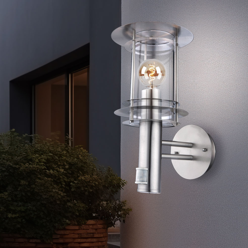 Wandlampe, Edelstahl, Bewegungsmelder, H 36 cm, MIAMI
