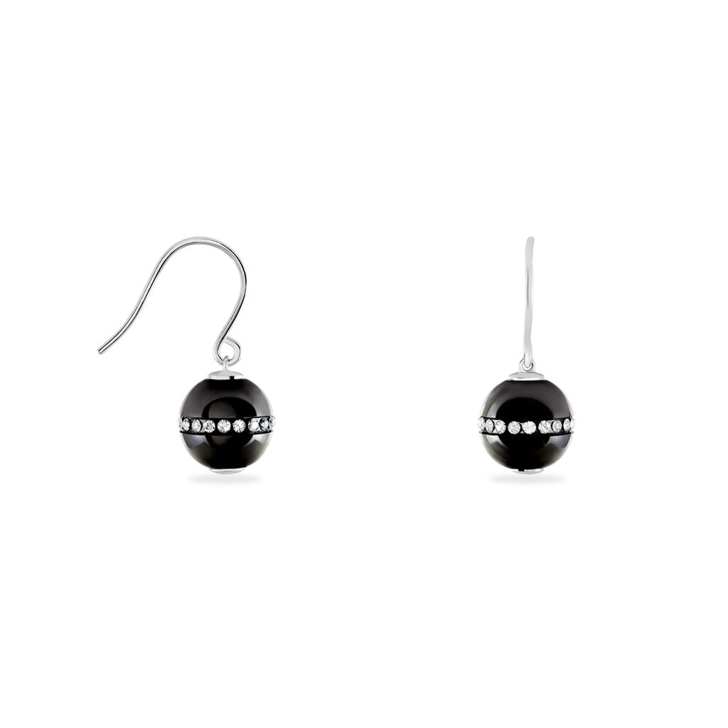 Boucles D'oreilles Pendantes Nina Cera Argent  Strass Et Céramique