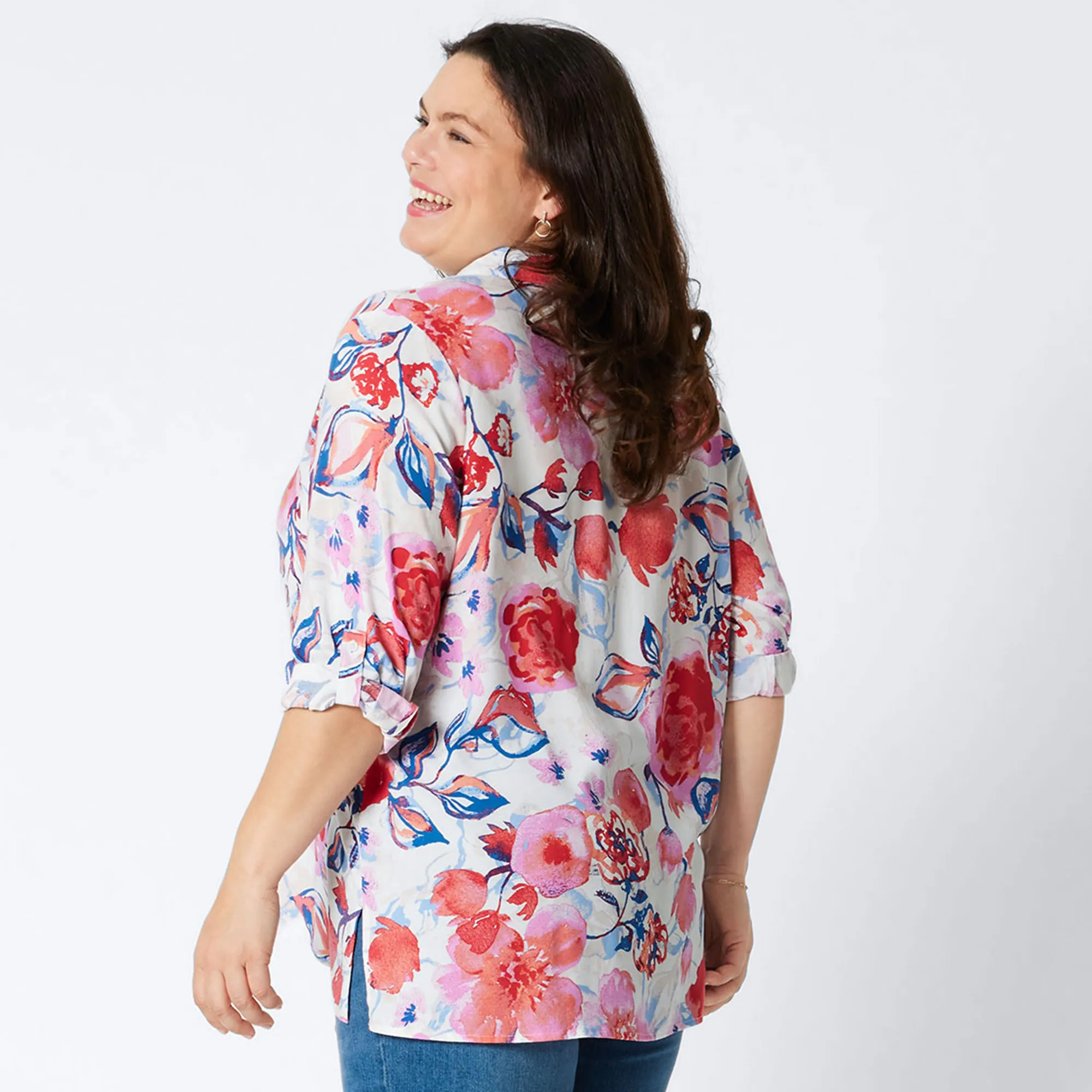 Damen-Bluse mit Blumenmuster, große Größen